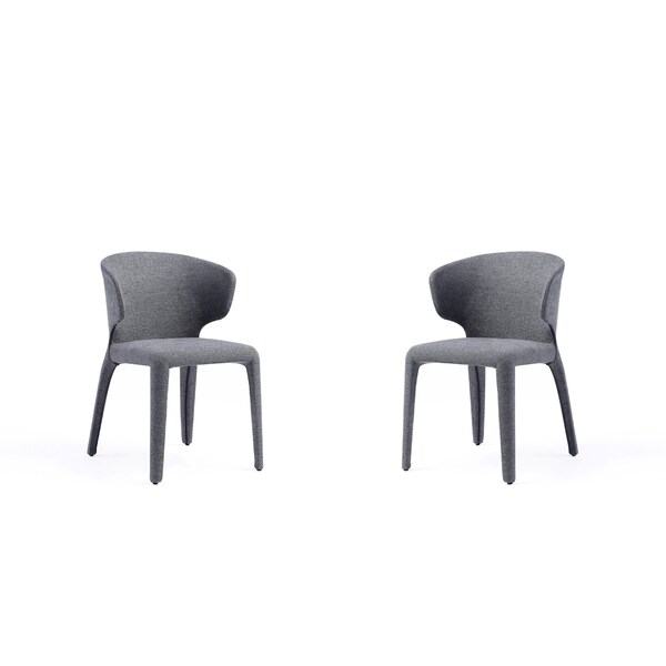 Manhattan Comfort Conrad Woven Tweed Dining Chair in Grey - Set of 2 DC031-WGY - main